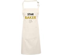 HotScamp Personalised Apron - Star Baker Apron Baking Off Cooking Bibbed Pinny For Baker Chef Hobby TV Great British - Star Baker Design Natural