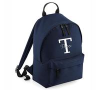 HotScamp Personalised Backpack with Custom Initial and Name Rucksack, Customised Bag For School Primary High Preschool Nursery College Work Bag Back Pack - Navy Large