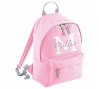 HotScamp Personalised Backpack with Custom Initial and Name Rucksack, Customised Bag For School Primary High Preschool Nursery College Work Bag Back Pack - Pink Small