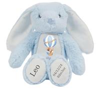 HotScamp Personalised Bunny Newborn New Baby Boy New Birth Announcement Custom Plush Named Baby Name - Cuddly Toy Comforter Special Nursery Keepsake - Blue Bunny