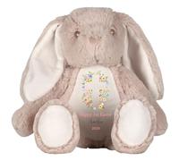 HotScamp Personalised Easter Bunny with Name - Happy 1st Easter 2026 Cross Flowers Christian Jesus - Soft Toy for Baby, Toddler, Child, Kids, Babies Spring Time - Brown Bunny