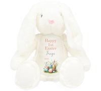 HotScamp Personalised Easter Bunny with Name - Happy Easter Egg Basket 2025 Orange - Soft Toy for Baby, Toddler, Child, Kids, Babies Spring Time - Orange Letter White Bunny