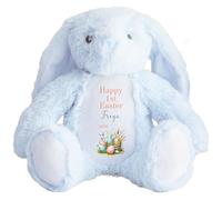 HotScamp Personalised Easter Bunny with Name - Happy Easter Egg Basket 2026 Orange - Soft Toy for Baby, Toddler, Child, Kids, Babies Spring Time - Orange Letter Blu Bunny