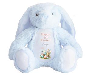 HotScamp Personalised Easter Bunny with Name - Happy Easter Egg Basket 2026 Orange - Soft Toy for Baby, Toddler, Child, Kids, Babies Spring Time - Orange Letter Blu Bunny