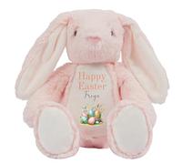 HotScamp Personalised Easter Bunny with Name - Happy Easter Egg Basket Orange - Soft Toy for Baby, Toddler, Children, Kids, Babies Spring Time - Orange Letter Pin Bunny