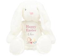 HotScamp Personalised Easter Bunny with Name - Happy Easter Egg Pink - Soft Toy for Baby, Toddler, Child, Kids, Babies Spring Time - Pink Letter White Bunny