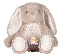 HotScamp Personalised Easter Bunny with Name - My 1st Easter Chick 2025 Pink - Soft Toy for Baby, Toddler, Child, Kids, Babies Spring Time - Pink Letter Brown Bunny
