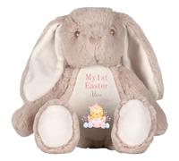 HotScamp Personalised Easter Bunny with Name - My 1st Easter Chick 2026 Pink - Soft Toy for Baby, Toddler, Child, Kids, Babies Spring Time - Pink Letter Brown Bunny