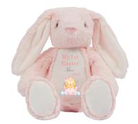 HotScamp Personalised Easter Bunny with Name - My 1st Easter Chick 2026 Pink - Soft Toy for Baby, Toddler, Child, Kids, Babies Spring Time - Pink Letter Pin Bunny