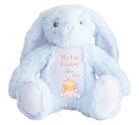 HotScamp Personalised Easter Bunny with Name - My 1st Easter Chick 2026 Pink - Soft Toy for Baby, Toddler, Child, Kids, Babies Spring Time - Pink Letter Blu Bunny