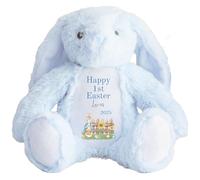 HotScamp Personalised Easter Bunny with Name - Rabbit 1st Easter 2025 Blue - Soft Toy for Baby, Toddler, Child, Kids, Babies Spring Time - Blue Letter Blu Bunny
