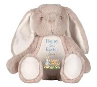 HotScamp Personalised Easter Bunny with Name - Rabbit 1st Easter Blue - Soft Toy for Baby, Toddler, Children, Kids, Babies Spring Time - Blue Letter Brown Bunny