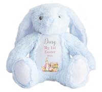 HotScamp Personalised Easter Bunny with Name - Rabbit My 1st Easter 2025 Pink - Soft Toy for Baby, Toddler, Child, Kids, Babies Spring Time - Pink Letter Blu Bunny