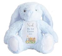 HotScamp Personalised Easter Bunny with Name - Rabbit My 1st Easter 2026 Blue - Soft Toy for Baby, Toddler, Child, Kids, Babies Spring Time - Blue Letter Blu Bunny