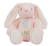 HotScamp Personalised Easter Bunny with Name - Rabbit My 1st Easter 2026 Blue - Soft Toy for Baby, Toddler, Child, Kids, Babies Spring Time - Blue Letter Pin Bunny