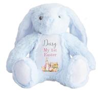 HotScamp Personalised Easter Bunny with Name - Rabbit My 1st Easter Pink - Soft Toy for Baby, Toddler, Children, Kids, Babies Spring Time - Pink Letter Blu Bunny