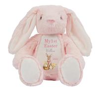 HotScamp Personalised Easter Cuddly with Name - My 1st Easter Bunny 2025 Pink - Soft Toy for Baby, Toddler, Child, Kids, Babies Spring Time - Pink Letter Pin Bunny
