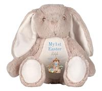 HotScamp Personalised Easter Cuddly with Name - My 1st Easter Bunny 2026 Blue - Soft Toy for Baby, Toddler, Child, Kids, Babies Spring Time - Blue Letter Brown Bunny