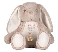 HotScamp Personalised Easter Cuddly with Name - My 1st Easter Bunny 2026 Pink - Soft Toy for Baby, Toddler, Child, Kids, Babies Spring Time - Pink Letter Brown Bunny