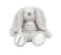 HotScamp Personalised Memorial Bear In Loving Memory When you Miss me - Plush Custom Cuddly Toy Soft Toy Comforter Grieving Special keepsake from a loved one - Grey Bunny