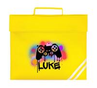 HotScamp Personalised School Bag for Boys and Girls - Children's Gamer Gaming Controller BookBag for Preschool Reception Infants KS1 Early Years P1 Primary School Kids - Yellow