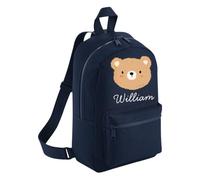 HotScamp Personalised Toddler Backpack - Brown Cute Teddy Bear Custom Name Rucksack Cute Customised Bag For School Primary Preschool Starting Nursery Holiday Baby Kids Children Nappy Bag - Navy Small