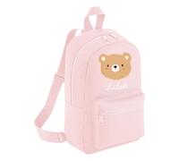 HotScamp Personalised Toddler Backpack - Brown Cute Teddy Bear Custom Name Rucksack Cute Customised Bag For School Primary Preschool Starting Nursery Holiday Baby Kids Children Nappy Bag - Pink Small