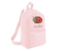 HotScamp Personalised Toddler Backpack - Cute Ladybug Ladybird Custom Name Rucksack Cute Customised Bag For School Primary Preschool Starting Nursery Holiday Baby Kids Children Nappy Bag - Pink Small