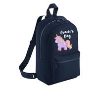 HotScamp Personalised Toddler Backpack - Cute Unicorn Rainbow Custom Name Rucksack Cute Customised Bag For School Primary Preschool Starting Nursery Holiday Baby Kids Children Nappy Bag - Navy Small