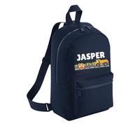 HotScamp Personalised Toddler Backpack - Road Car Truck Theme Custom Name Rucksack Cute Customised Bag For School Primary Preschool Starting Nursery Holiday Baby Kids Children Nappy Bag - Navy Small