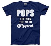 HotScamp Pops The Man Myth Legend - Mens Unisex T-Shirt - Dad Grandad Fathers Day L Navy