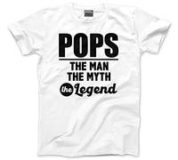 HotScamp Pops The Man Myth Legend - Mens Unisex T-Shirt - Dad Grandad Fathers Day XL White