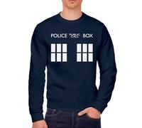 HotScamp Public Police Call Box - Doctor Dr Tv Show - Kids Sweatshirt - Police Box Television Series 12-13 Years Navy