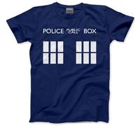 HotScamp Public Police Call Box - Doctor Dr Tv Show - Mens and Youth Unisex T-Shirt - Police Box Television Series M Navy