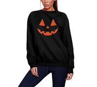 HotScamp Pumpkin Face Sweatshirt - Happy Halloween Jumper Party Trick and Treat 31st October Spooky Adults and Kids Sweatshirt - 12-13 Years Black