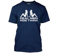 HotScamp Real Ride Twins Funny Motorcycle Men's Unisex T-Shirt - Navy X-Large