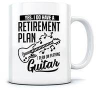 HotScamp Retirement Play The Guitar - Mug for Tea Coffee - Player Band Guitarist One Size White