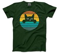 HotScamp Retro Cat - Mens Unisex T-Shirt - Funny Graphic M Bottle Green