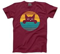 HotScamp Retro Cat - Mens Unisex T-Shirt - Funny Graphic M Maroon