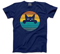 HotScamp Retro Cat - Mens Unisex T-Shirt - Funny Graphic S Navy