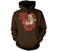 HotScamp Retro Christmas Hoodie for Men and Women - You Ain't Gettin' Shit Slogan Hooded Sweatshirt - Xmas Sweater Funny Swearing Xmas Sweater Santa Vintage NSFW Hoody Christmas Jumper Day