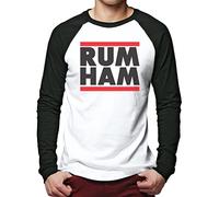 HotScamp Rum Ham - Men Baseball Top - Funny TV Show Series Band Sunny XL White/Black