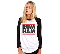 HotScamp Rum Ham - Womens Baseball Top - Funny TV Show Series Band Sunny S White/Black