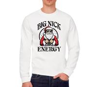 HotScamp Santa Big Nick Energy Colour Print Retro Funny Christmas Xmas - Unisex Mens Sweatshirt Jumper- Adult Christmas Top Offensive Joke Humor Sarcastic 3XL White