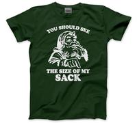 HotScamp Santa You Should See The Size of My Sack Retro Funny Christmas Xmas T-Shirt Adult Christmas Top Offensive Joke Humor Sarcastic NSFW Rude M Bottle Green