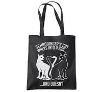 HotScamp Schrodinger's Cat Walks Into A Bar And Doesn’t - Tote Shopping Bag - Physics Science Funny One size black