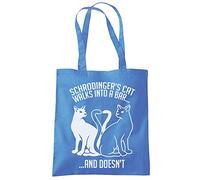 HotScamp Schrodinger's Cat Walks Into A Bar And Doesn’t - Tote Shopping Bag - Physics Science Funny One size cornflower blue