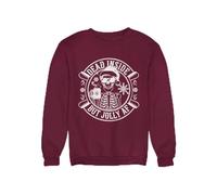 HotScamp Skeleton Christmas Jumper for Adults - Dead Inside But Jolly AF Sweatshirt Swearing Rude Xmas for Men & Women Dark Humour Office Party Secret Santa Outfit Festive Sassy Slogan - 3XL Maroon