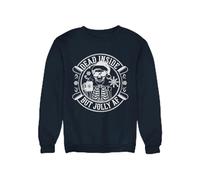HotScamp Skeleton Christmas Jumper for Adults - Dead Inside But Jolly AF Sweatshirt Swearing Rude Xmas for Men & Women Dark Humour Office Party Secret Santa Outfit Festive Sassy Slogan - XL Navy