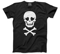 HotScamp Skull and Crossbones Heart Eyes Men's Unisex T-Shirt - Black Small
